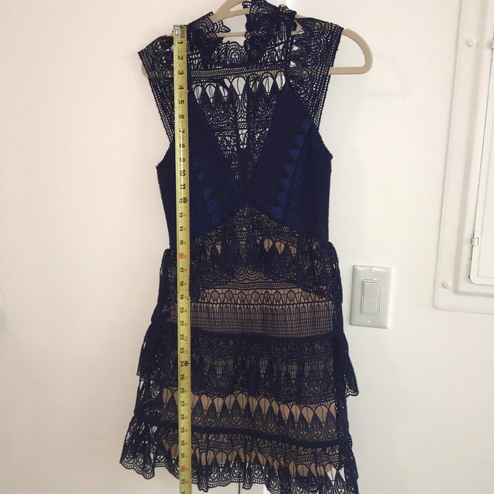 NWT Self-Portrait Teardrop Guipure Dress navy blue - Picture 6 of 8
